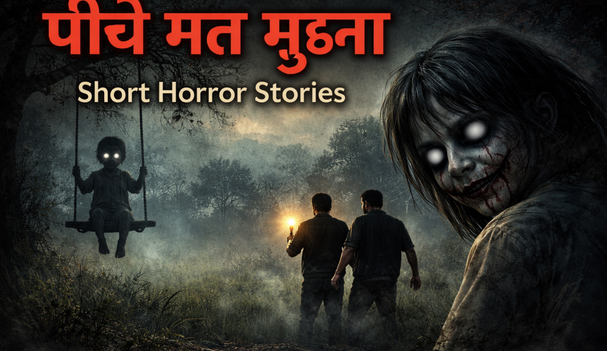 peeche mat mudna short horror stories in hindi haunted field ghost child scary night scene