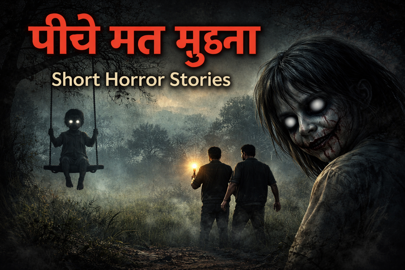 peeche mat mudna short horror stories in hindi haunted field ghost child scary night scene